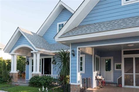 house with blue roof exterior